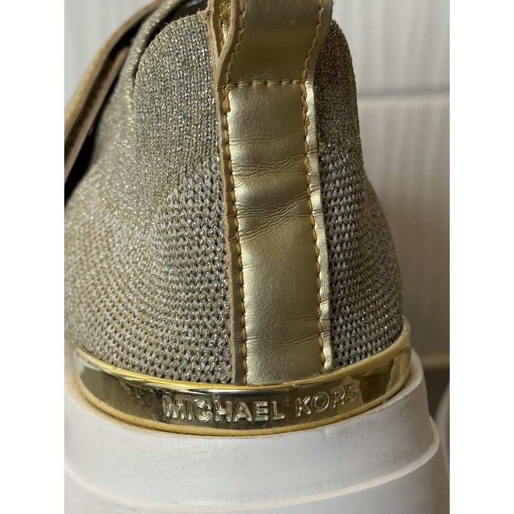 Michael Kors Cosmo Knit Slip-On Sneakers Gold For Women's Size 8M Platform Shoes - Picture 12 of 15